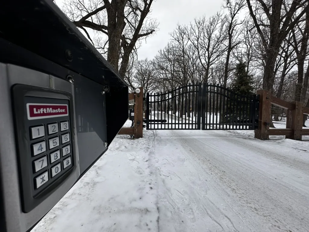 Automatic slide driveway gate in winter
